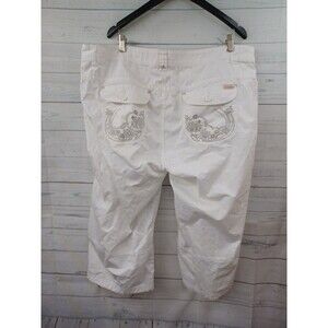 Zana DI Jeans Womens Capri  White Silver Embroidery Sz 24